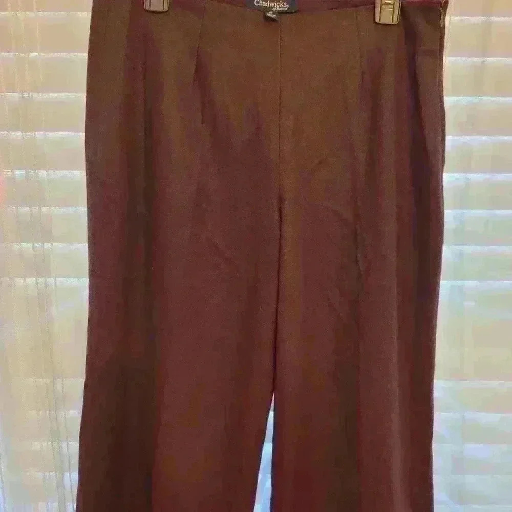 EUC wool blend silk lined womens pants, burgundy, Chadwicks of Boston, sz 8, $39 - Picture 2 of 7